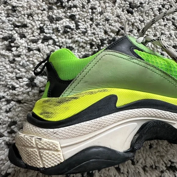 Authentic Balenciaga Fabric Mesh Triple S Sneakers 42 Green Size 9